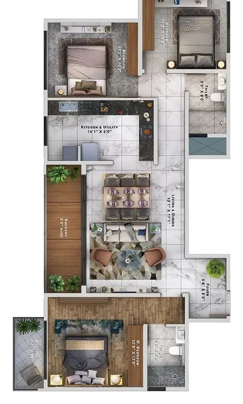 Sattva Lumina 3 BHK floor plan